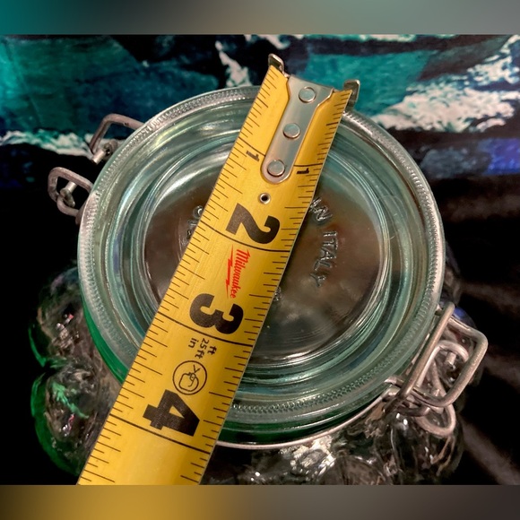 Vintage Green Italian Lidded Hermetic Apothecary Jar With Clamp Closure Italy - Picture 10 of 11